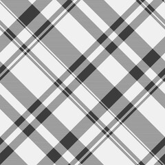 Pixel check fabric background, quality vector pattern tartan. Geometry seamless texture plaid textile in white and grey colors.