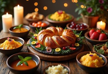 visually striking food presentations yom kippur celebrations highlighting traditional symbolism cultural significance, arrangement, dish, recipe, ceremony