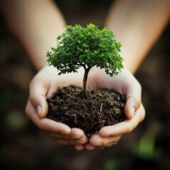 Small tree held gently in cupped hands (2)