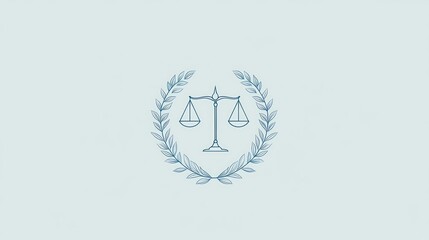 Legal Scales Emblem in Light Blue, Justice Concept, Use for Law Firm or Court Documents