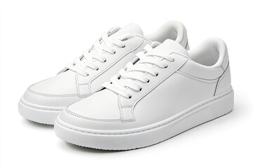 White sneakers pair on white background