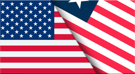 Fototapeta premium Flags of USA and Liberia. United States and Liberian National flags