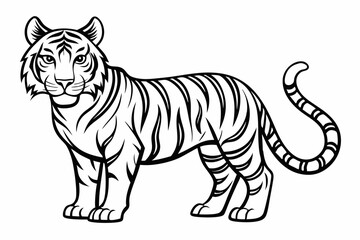 Fototapeta premium coloring page line art the tiger black vector