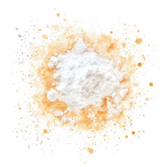 A small pile of white powder sits on a smooth gray surface, creating a stark contrast between the two colors.