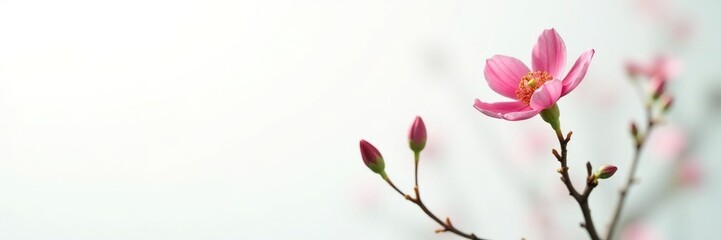 A single stem of a flowering plant in white space, branches, botanicals, plant life