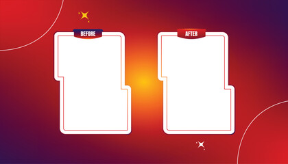 Abstract Before after template with comparison frames, vector. Before and after background template. Gradient before and after background template. Two team vector templates.