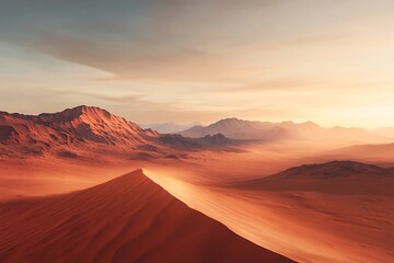 Naklejka premium Desert Sunset with Sand Dune Landscape.