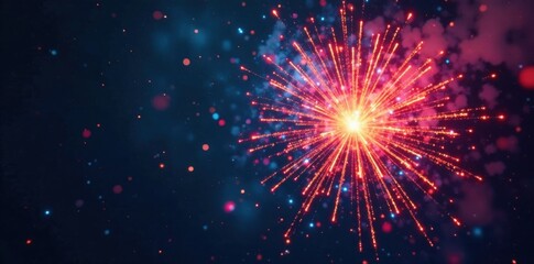 Colors explode in mid air as fireworks burst into thousands of stars and sparks, colors, night sky, pyrotechnics