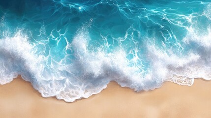 Obraz premium Aerial view of foamy beach waves