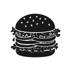 Illustration of a hamburger. Burger emblem. Vector illustration