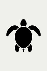 Minimalist Black Turtle Silhouette on Soft Light Background