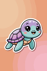 Cute Cartoon Turtle Illustrating Joy and Playfulness with a Soft Color Palette