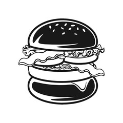 Illustration of a hamburger. Burger emblem. Vector illustration