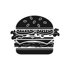 Illustration of a hamburger. Burger emblem. Vector illustration
