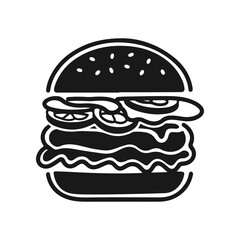 Illustration of a hamburger. Burger emblem. Vector illustration