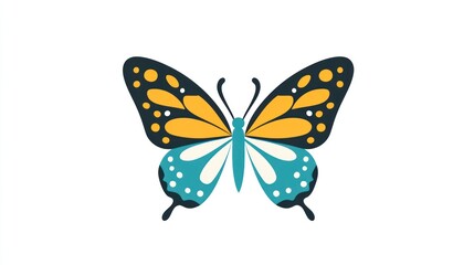 Colorful butterfly illustration, isolated on white background, for educational or design use