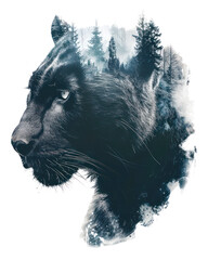 PNG Black panthe with trees wildlife exposure panther.