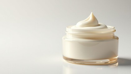 Luxurious cream jar, pristine white background, spa, premium