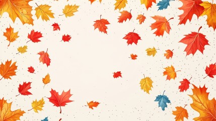 Autumn leaves falling on a light background