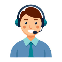 Friendly Customer Support Agent – Headset & Business-Friendly Vector on Transparent Background