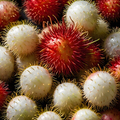 Rambutan Cluster with Peeled Fruit
