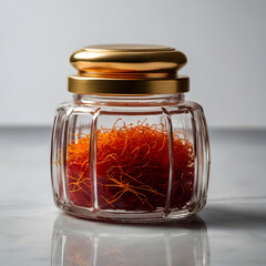 Saffron Threads in a Glass Jar
