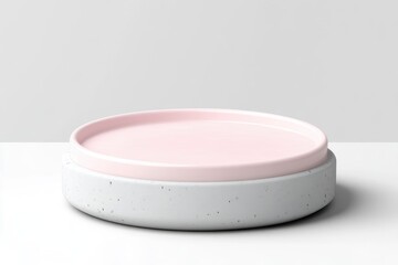 Round, pink and white, decorative display platform