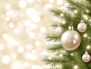 Elegant christmas background with ornaments and shimmering lights for the holidays