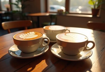 artistic intricate foam designs coffee cups showcasing creativity craftsmanship beverage presentation, latte, espresso, surface, decoration, cream, pattern