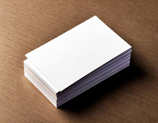 Fototapeta premium Blank white business cards stack mock up, 3d rendering. Namecard design mockup. Visiting clear papers top view. Calling papersheet template for company name, phone number, email address. 