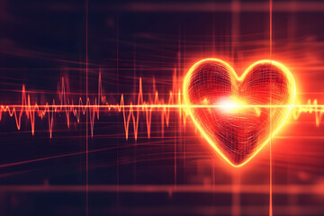 Fiery Heartbeat: A Digital Heart Glowing with Vital Energy