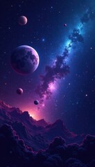 Deep space galaxy background with stars and planets, galaxy, starry night, space