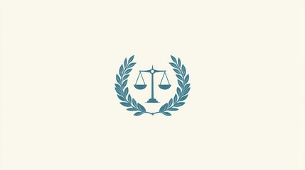 Justice scales in laurel wreath; legal symbol; background use