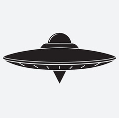 a classic ufo flying saucer silhouette vector art illustration, ufo in space