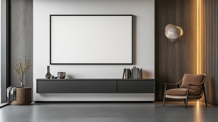 Modern office interior with blank white wall for mockup