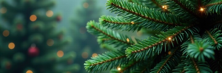 Fototapeta premium Dense cluster of fir and spruce Christmas tree branches, spruces, outdoors