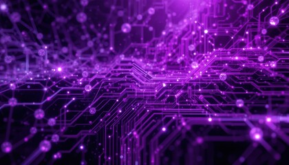 Abstract Purple Circuit Board Background High-Tech Digital Network Texture