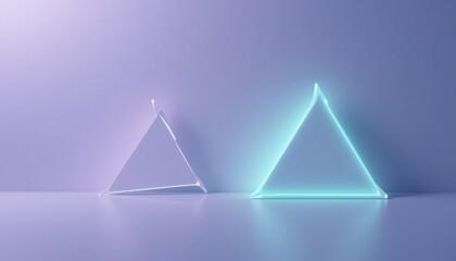 Dynamic neon triangles display contemporary art studio digital art modern environment artistic perspective abstract concept