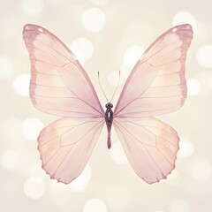 Ethereal Pastel Butterfly with Delicate Transparent Wings Floating in a Dreamy Light Background.
