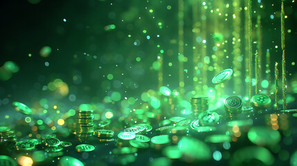 Growing money, finance, and investment. Coins stack the growth comparative year 2024 to 2025 with a green success graph in 2025. business growth, profit,