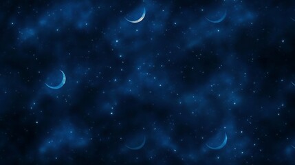 Naklejka premium Celestial view, dark blue space with crescent moons and scattered stars
