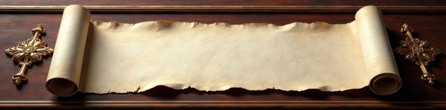 Elegant silver scroll is nestled within a lavish ornate wooden frame, details, decorations