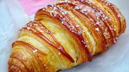 Fototapeta premium French pastry croissant set and collection buttered baked croissant breakfast bread set.