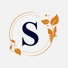 S Letter With Minimalist Circle Leaf Logo