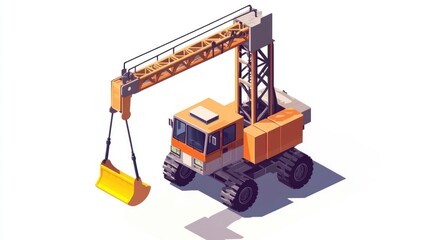 Isometric illustration of a construction crane (2)