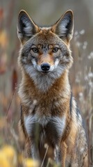 Naklejka premium Portrait of a wild animal in a natural environment, focusing on its gaze. Suitable for articles about nature, ecology, wild fauna.