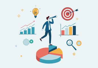 Data analysis, datum analytics or customer insight, graph and chart statistics diagram, forecasting model, predictive or data visualization concept, businessman working with data on computer laptop.