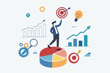 Data analysis, datum analytics or customer insight, graph and chart statistics diagram, forecasting model, predictive or data visualization concept, businessman working with data on computer laptop.