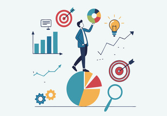 Data analysis, datum analytics or customer insight, graph and chart statistics diagram, forecasting model, predictive or data visualization concept, businessman working with data on computer laptop.