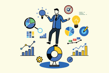Data analysis, datum analytics or customer insight, graph and chart statistics diagram, forecasting model, predictive or data visualization concept, businessman working with data on computer laptop.